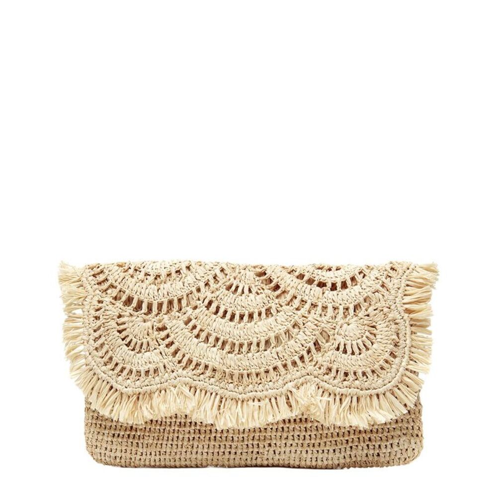 Mar Y Sol Giselle Raffia Clutch, Brown